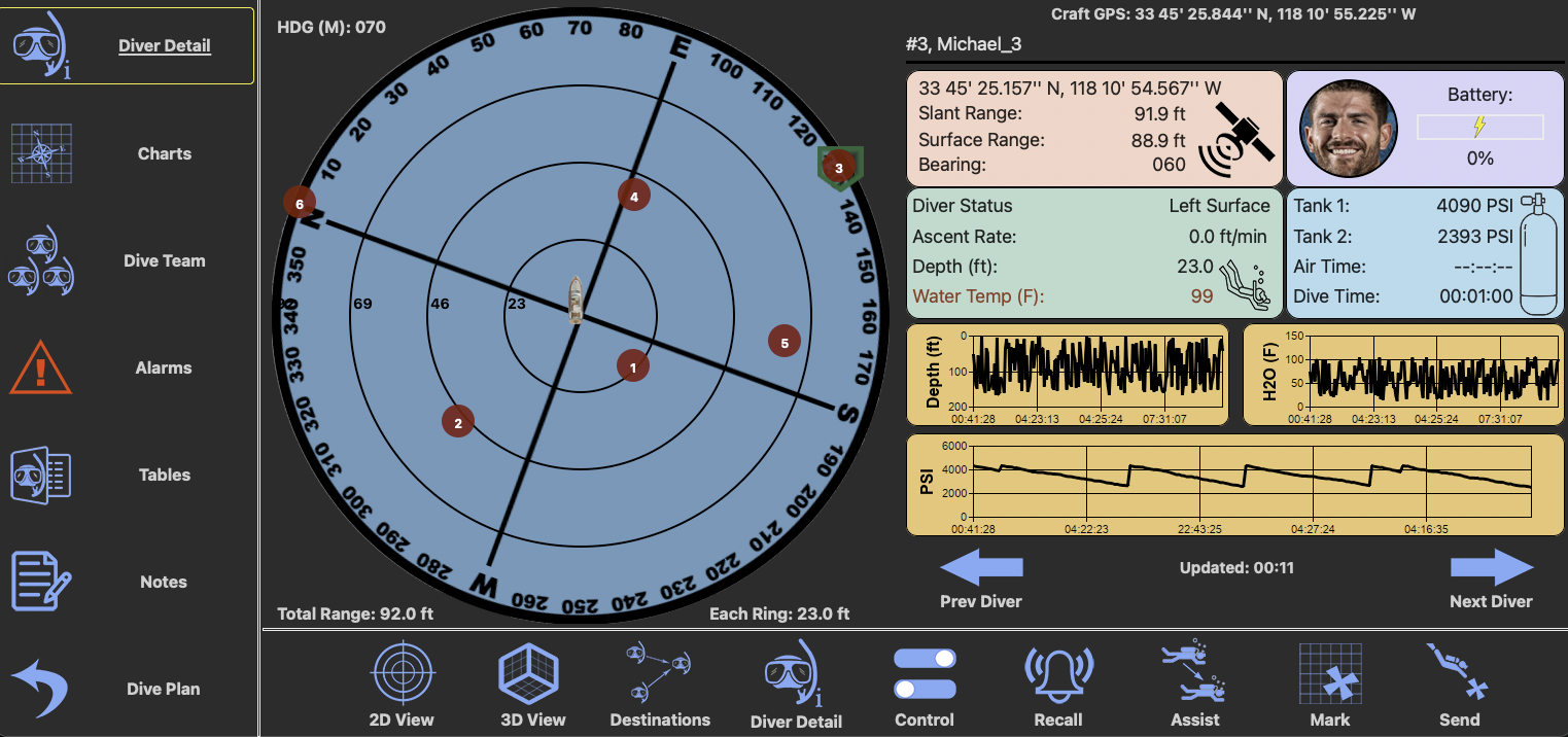 Diver6 Software Screenshot