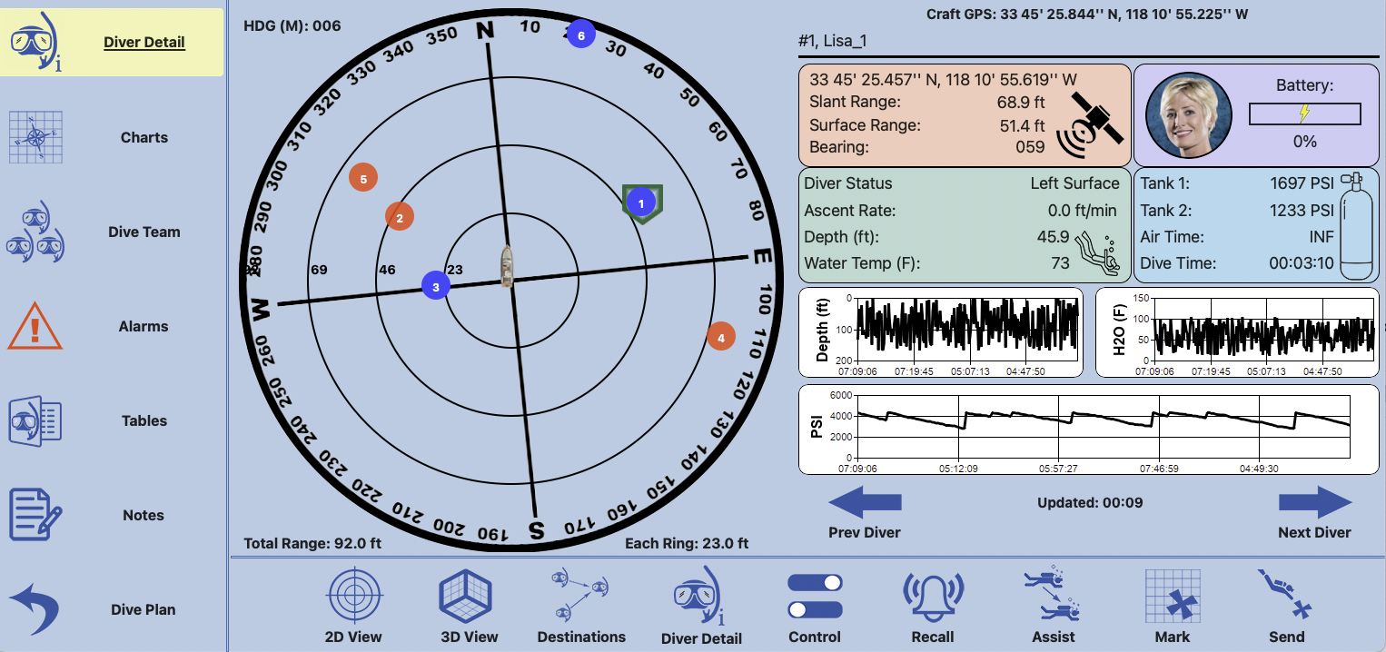 Diver6 Software Screenshot