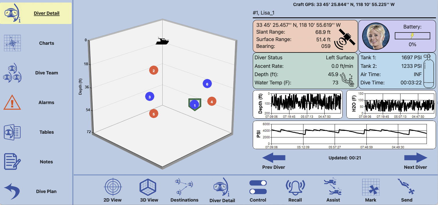 Diver6 Software Screenshot